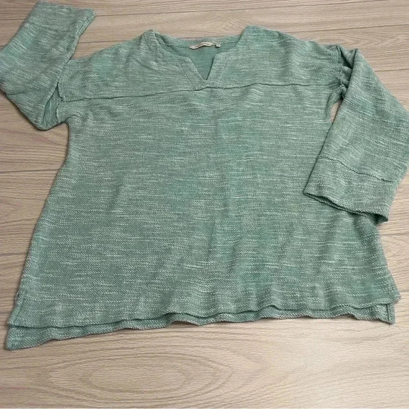 Soft Surroundings V-Neck Wide Sleeves Teal Tunic Sweater Women’s size Large - Picture 13 of 13